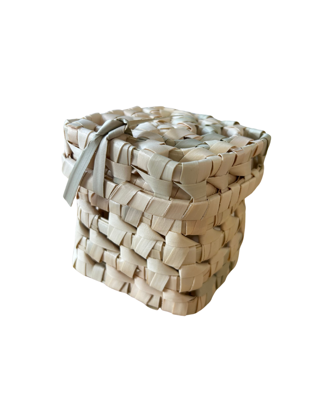 Natural woven Palm Foraging Basket with removable lid for rabbit enrichment