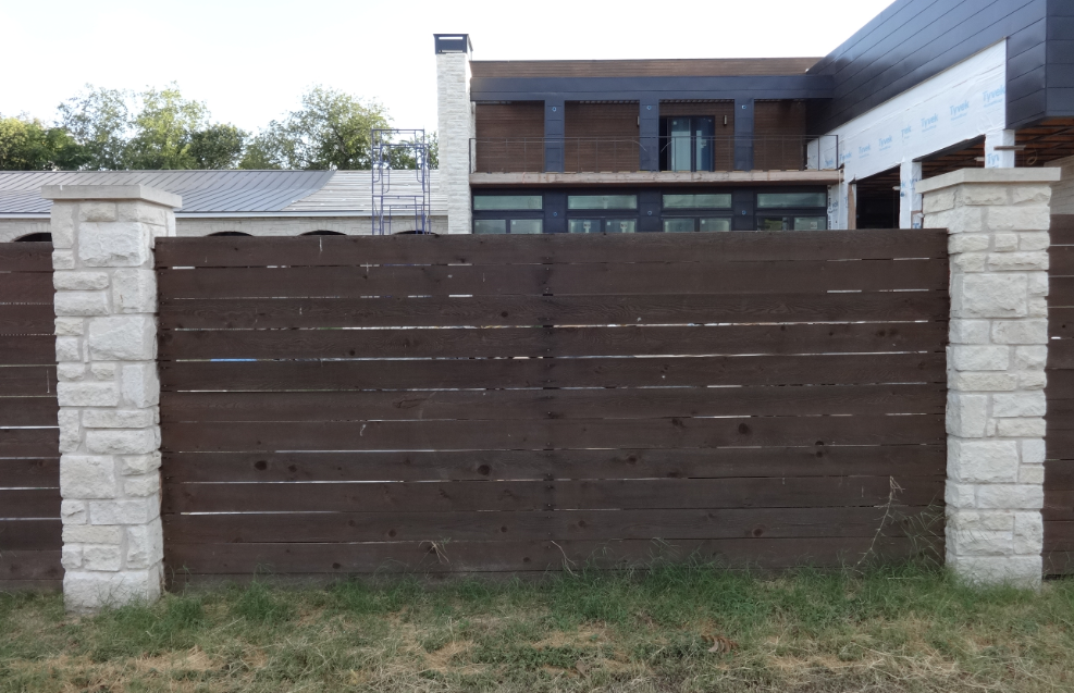 Horizontal 1x6 with Quarter inch space With stone Posts