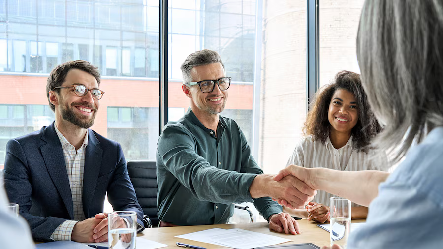 An agreement or settlement between the company and the client through a  handshake 