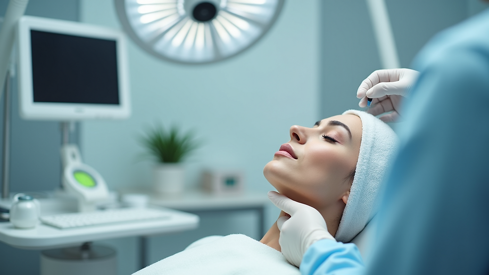 Eye-level view of modern skin clinic treatment room with advanced equipment