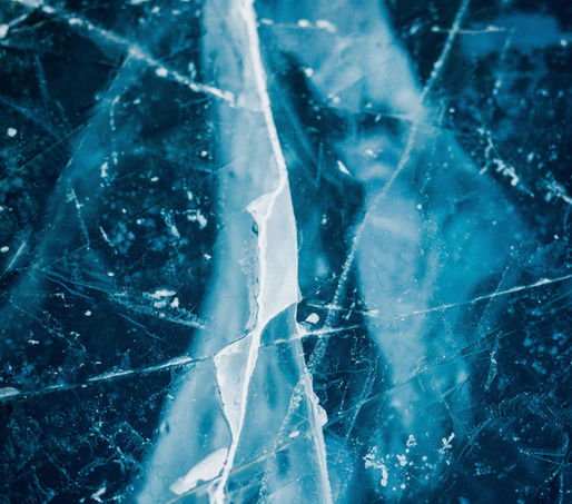 A frozen block of ice