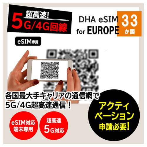 5G eSIM専用】EUROPE ヨーロッパ 33ヵ国周遊 プリペイドsim 各国大手