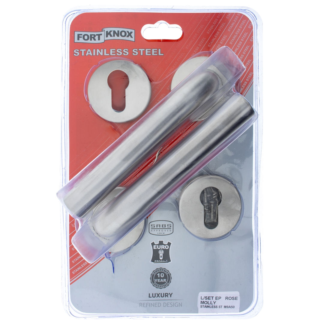 MOLLY LOCKSET - 2 LEVER LOCK & LUXE HANDLE - STAINLESS STEEL