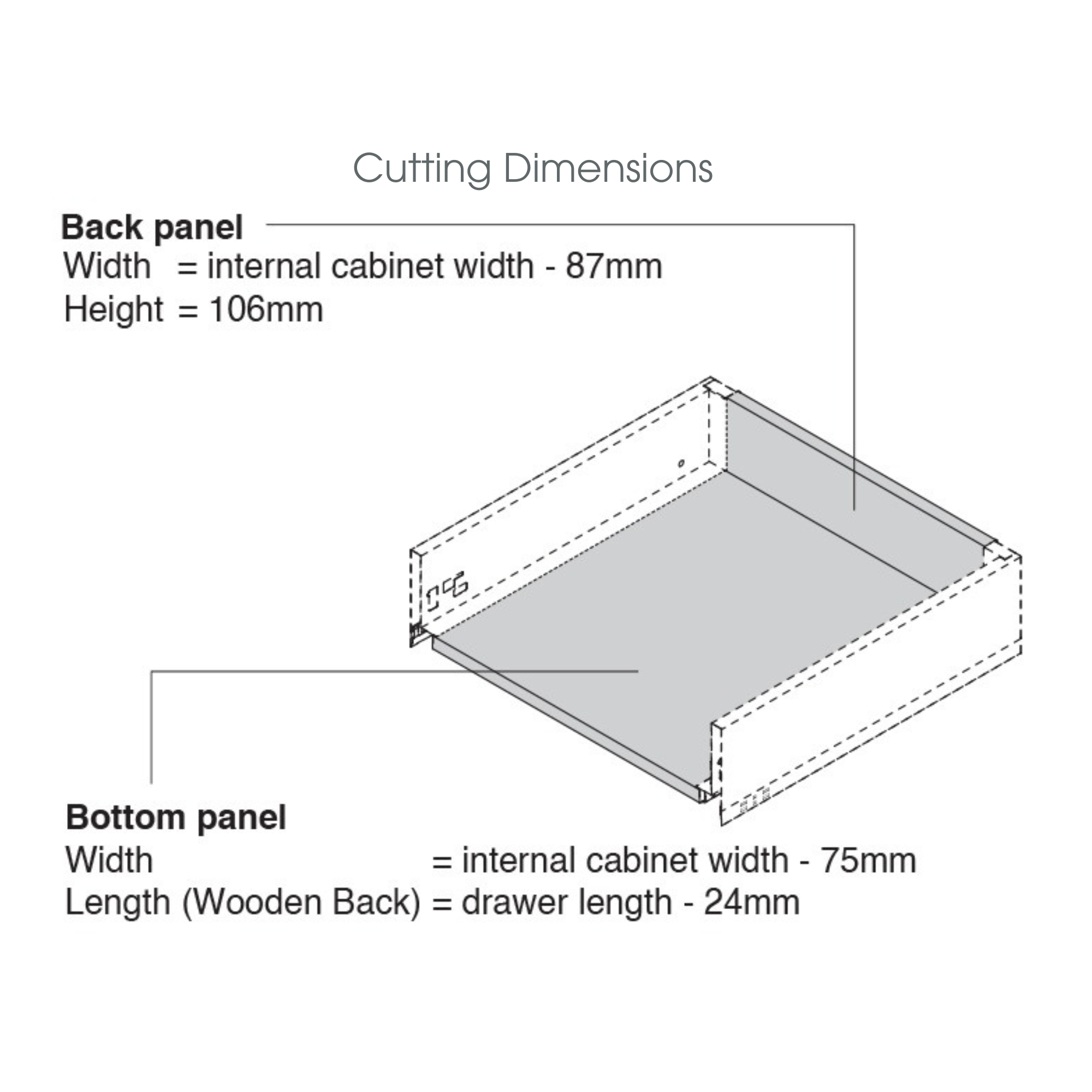 T - INNER DRAWER FRONT FIXING BRACKETS