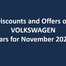 Discounts and Offers on Volkswagen Cars for November 2025