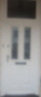 White composite door in UPVC frame and top light