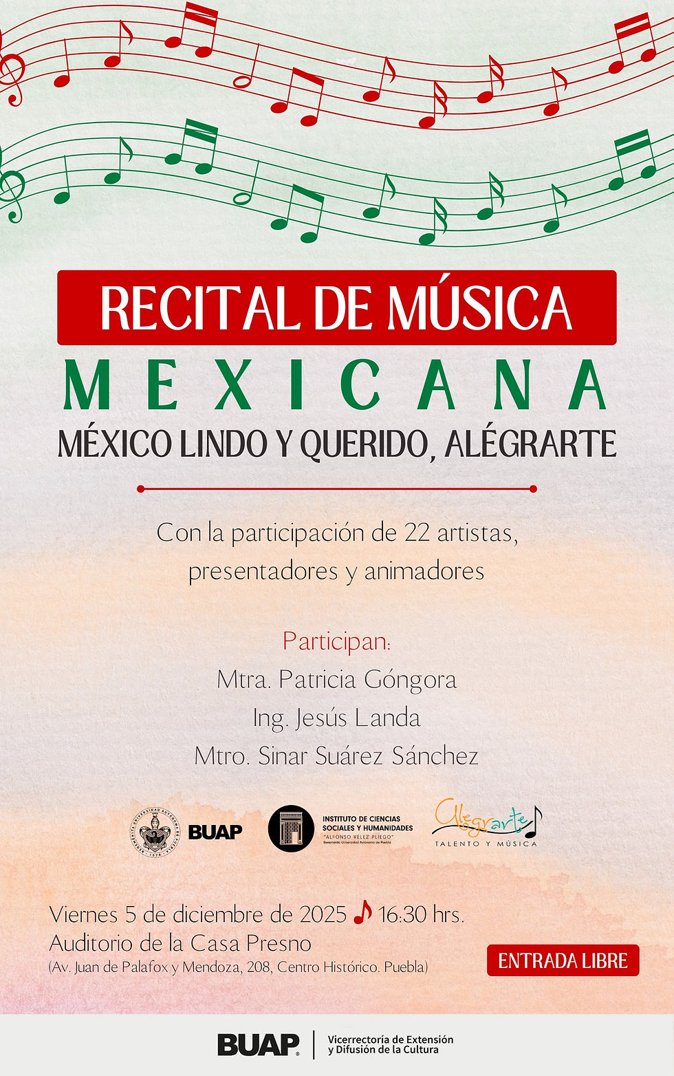 Recital de música mexicana "México lindo y querido, Alégrarte" 