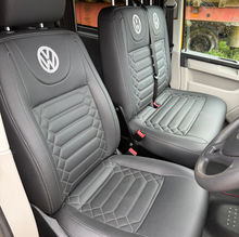 Spotless clean black leather custom VW camper seats after a interior deep clean in Newport on Tay, Fife 