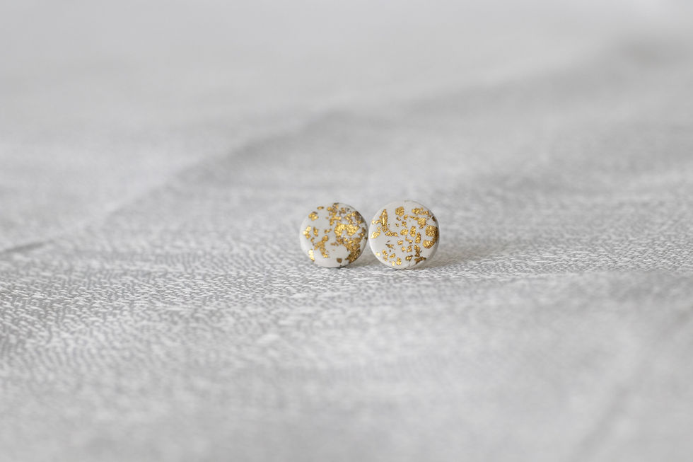 Thumbnail: White Studs with Gold Specks
