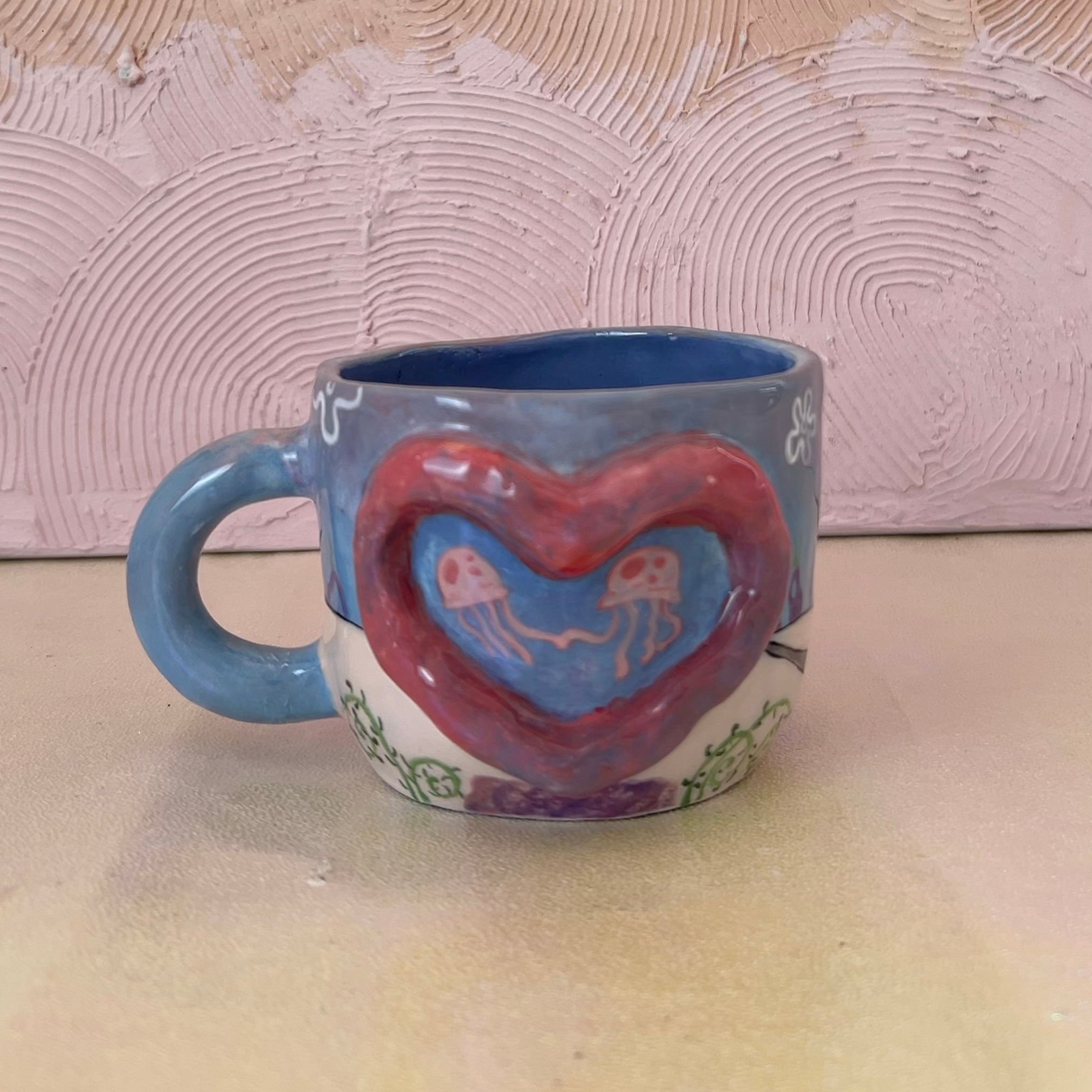 Jellyfish Heart Coral mug