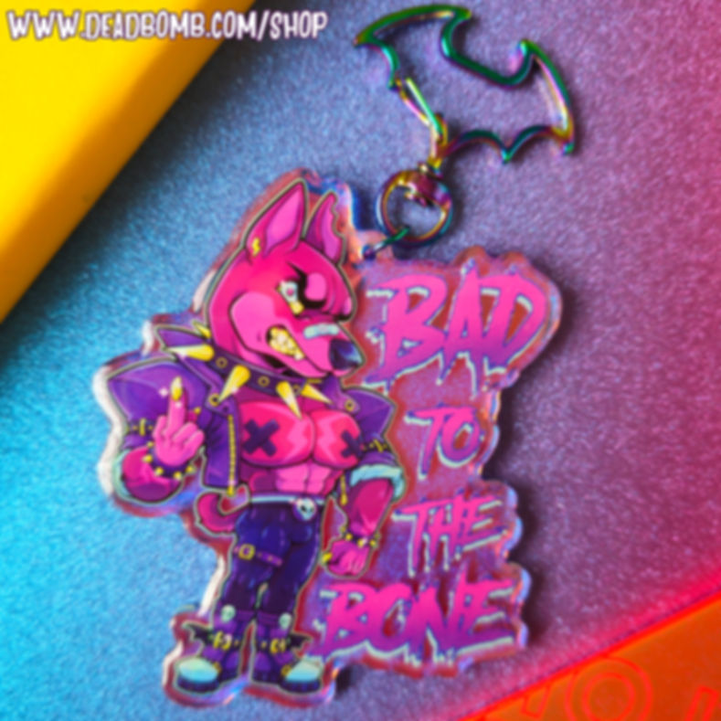 Bad to the Bone - Zeus the Doberman - Holographic Acrylic Keychain