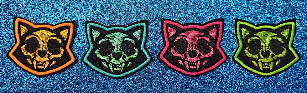 Thumbnail: Mini Cat Skull Patch - UV Reactive Iron-On Patch