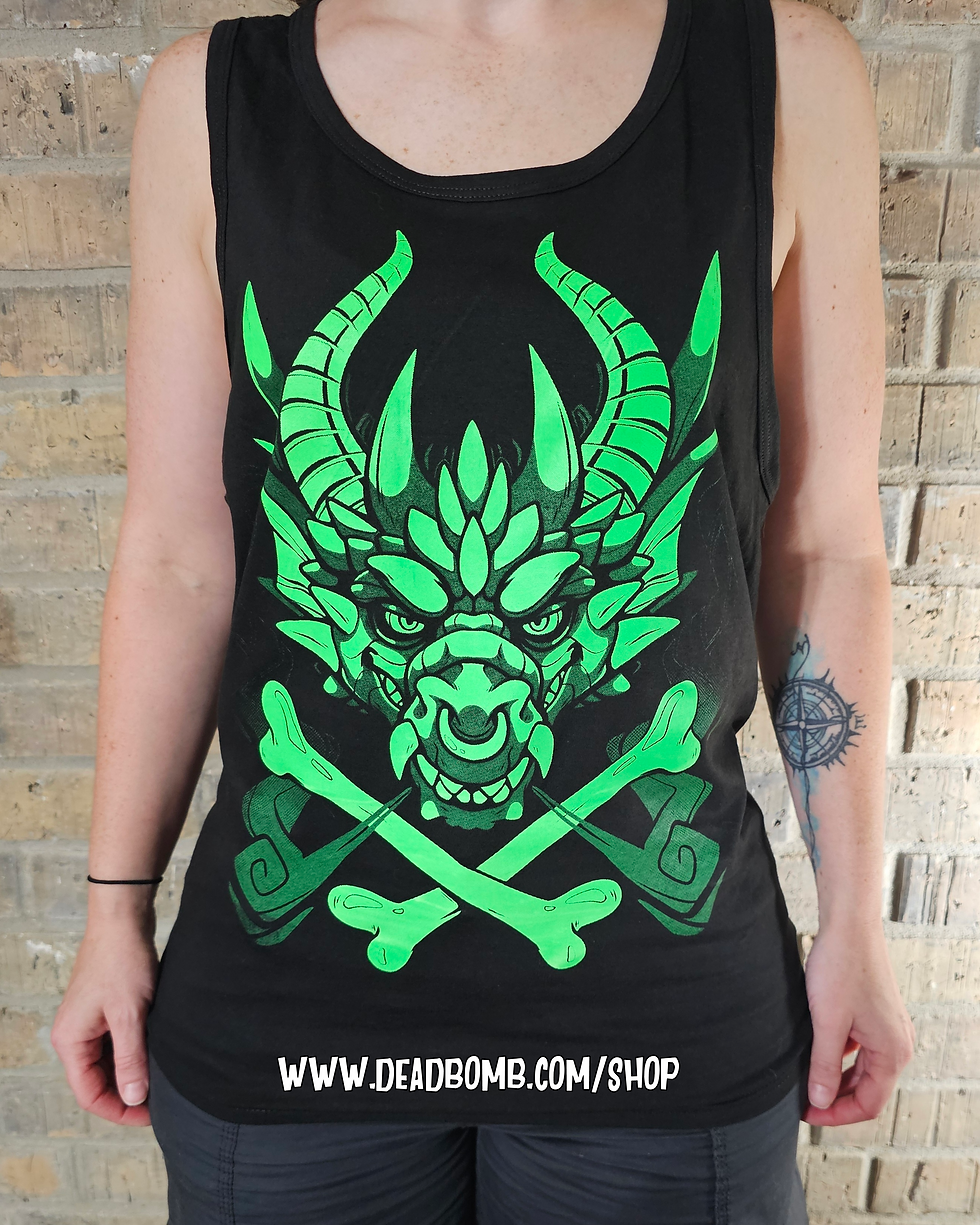 Unisex Tank Top - Crossbone Drake | UV Neon Green on Black