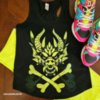 Racerback Tank Top  - Neon Yellow Crossbone Drake | UV on Black