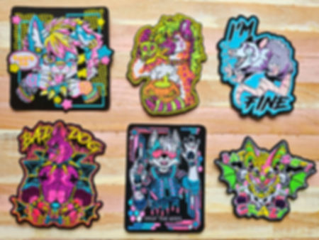 Full Patch Set of 6 - UV Reactive Iron-On Patches