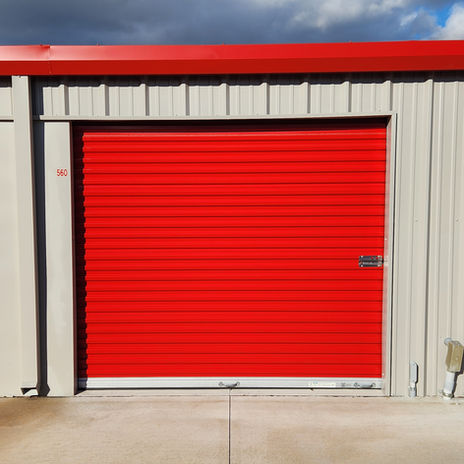 APB Storage unit size 10x10 red doors outside view