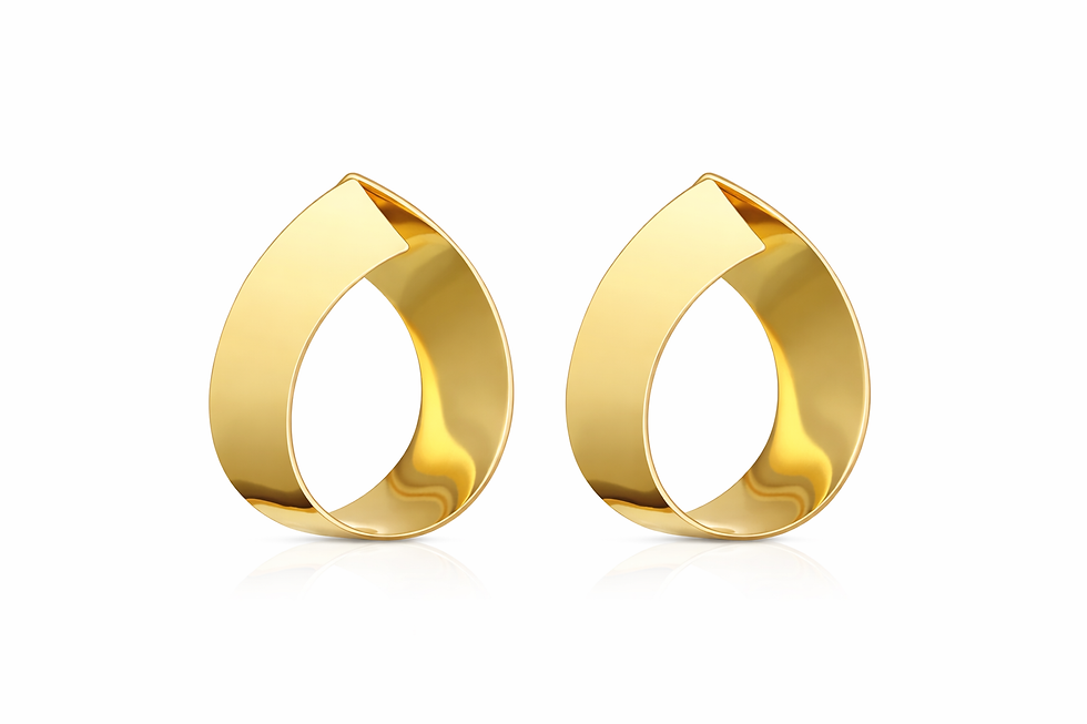 Modern gold teardrop hoop earrings with sleek polished finish and minimalist statement design.