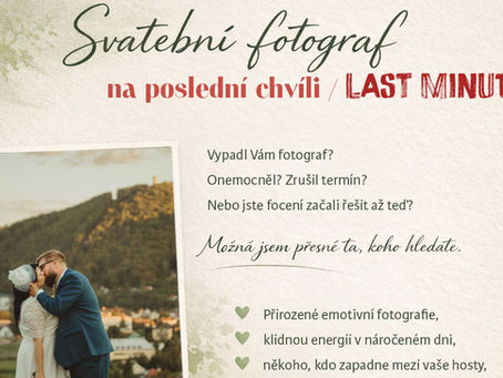 Nabídka na svatební focení na poslední chvíli.
