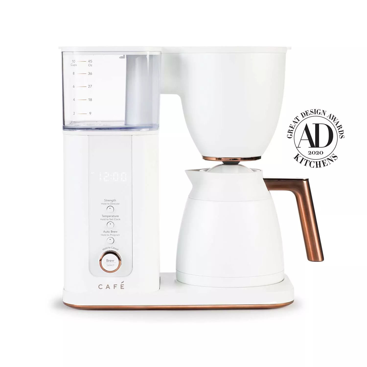 copper and white Specialty Drip Coffee Maker With Glass Carafe