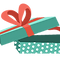 Open gift box with red ribbon