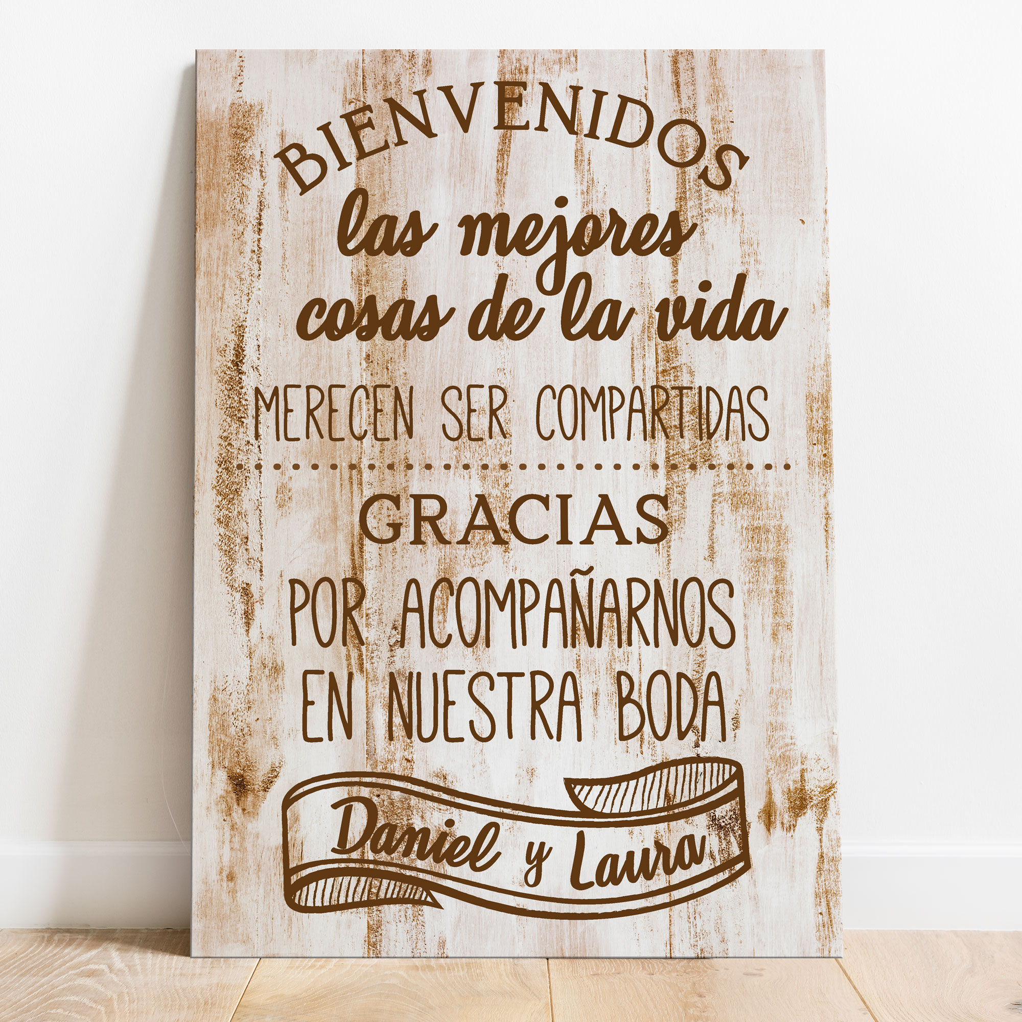 CARTEL BIENVENIDOS EFECTO MADERA