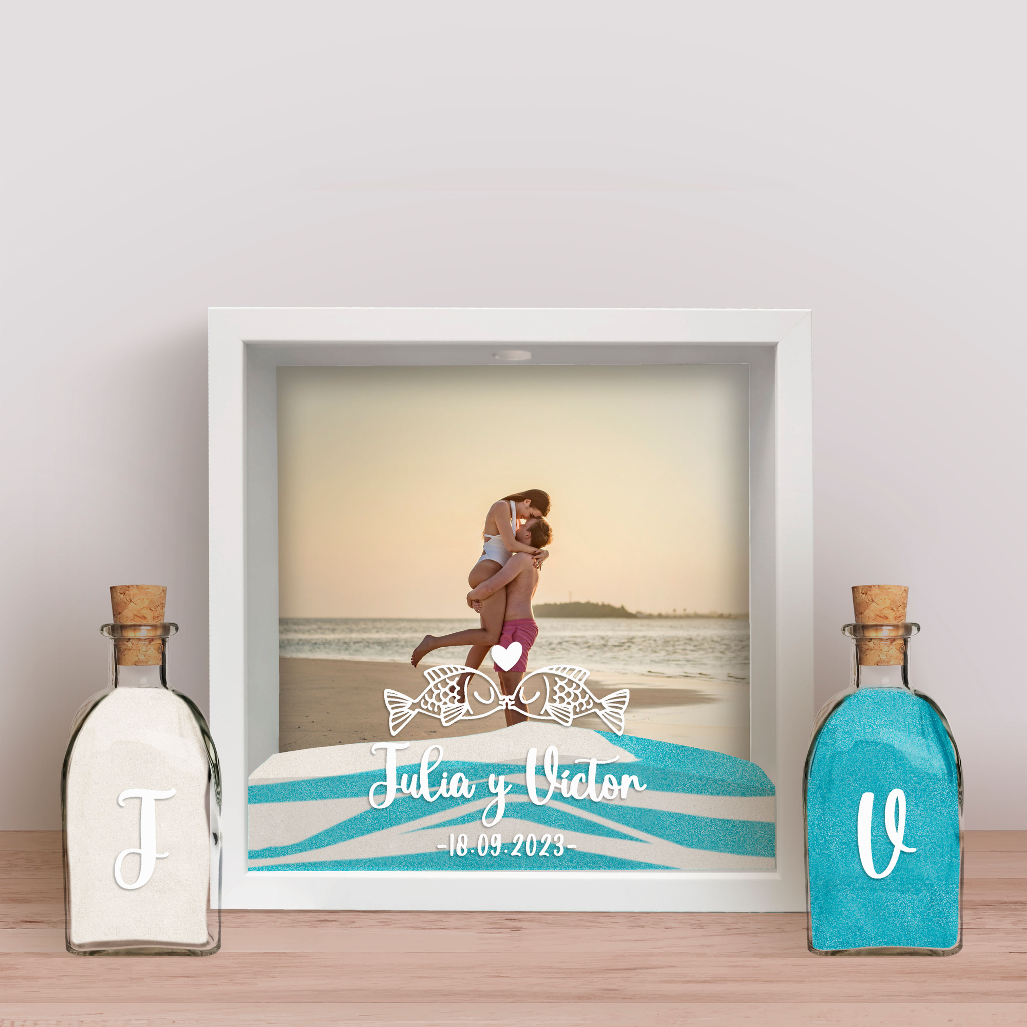 MOD 09. Cuadro ceremonia de la arena personalizado para boda.