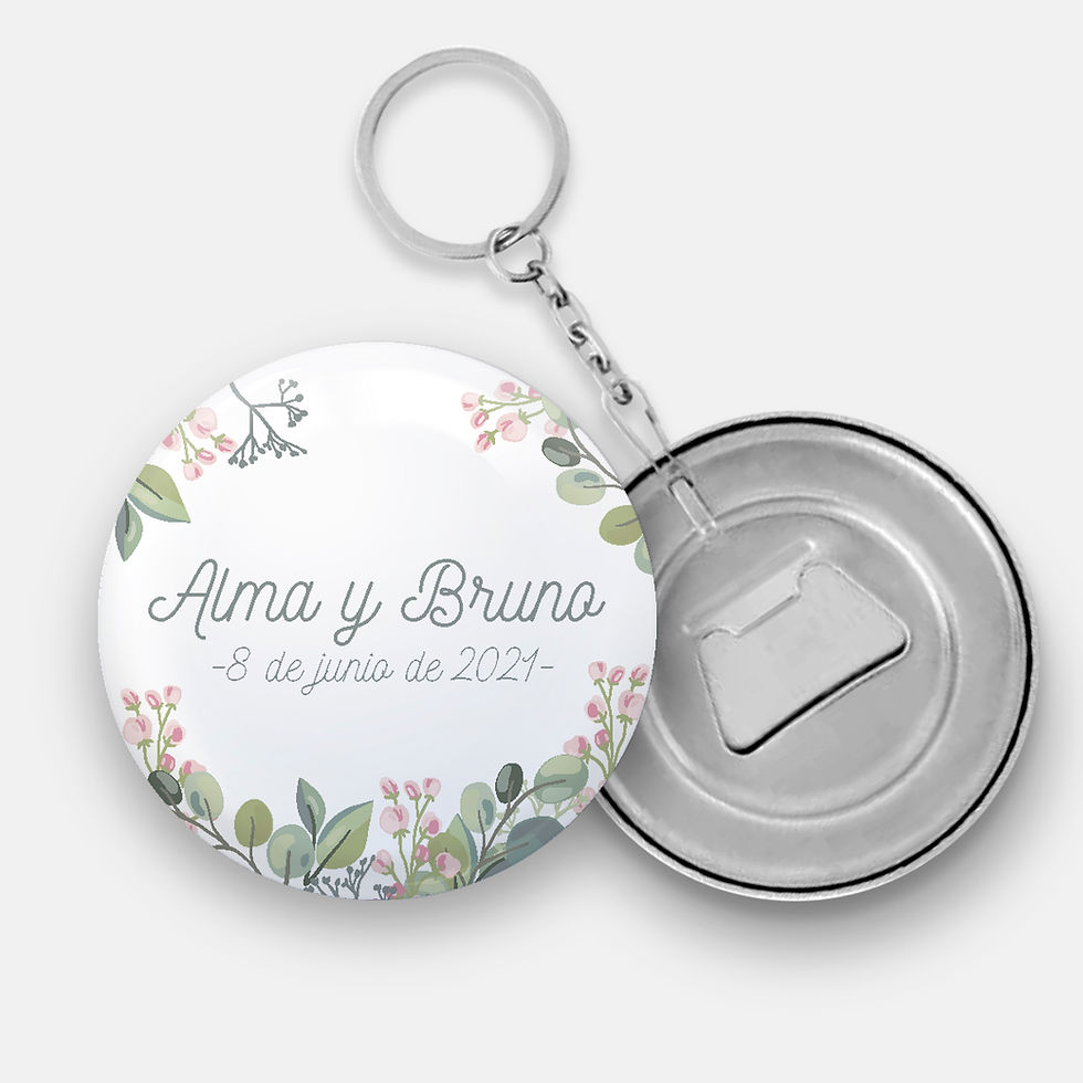 Miniatura: CHAPAS OLIVO Y FLORES. Alfiler, imán, espejo, abridor o llavero