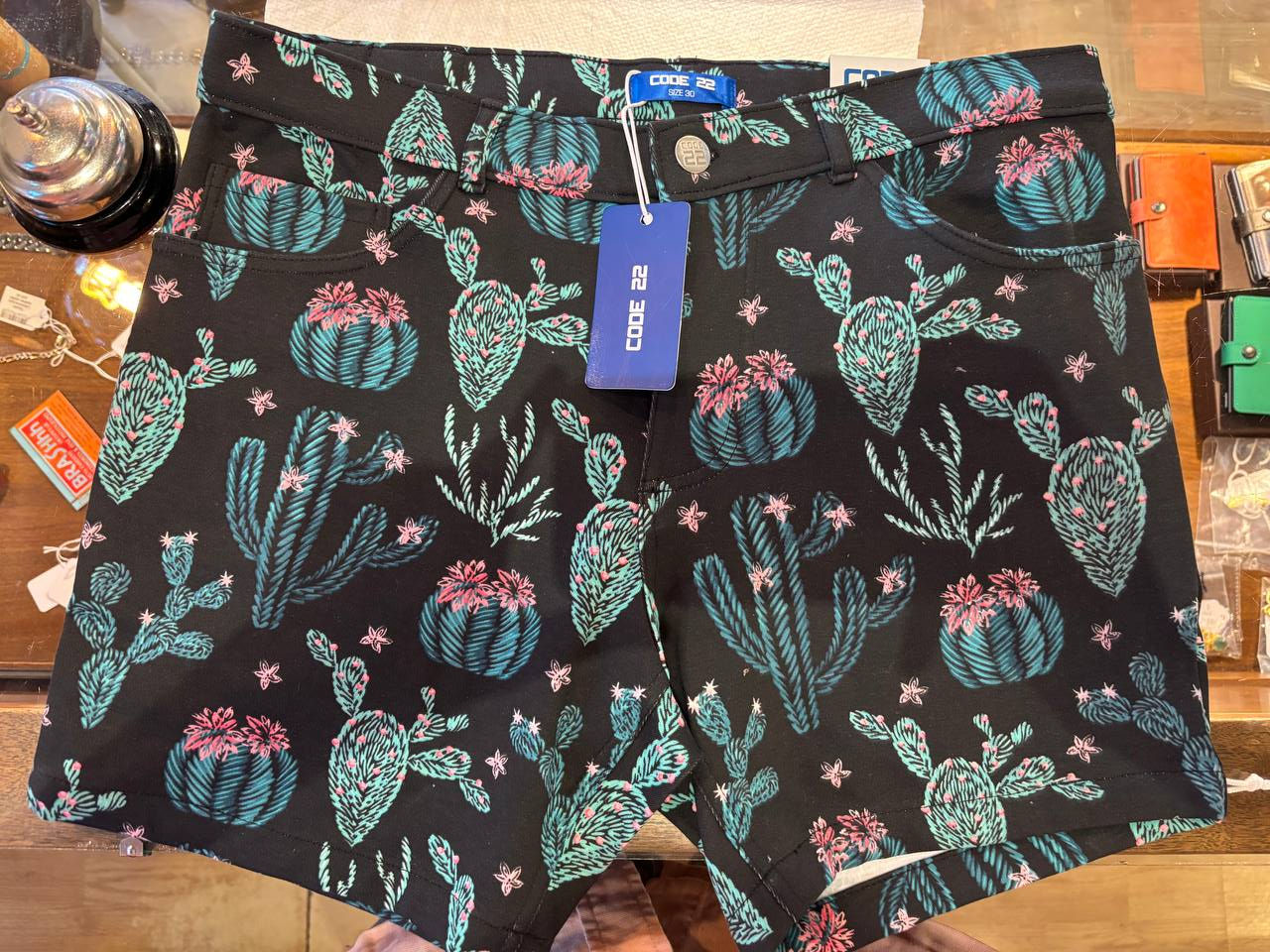 Black cactus shorts