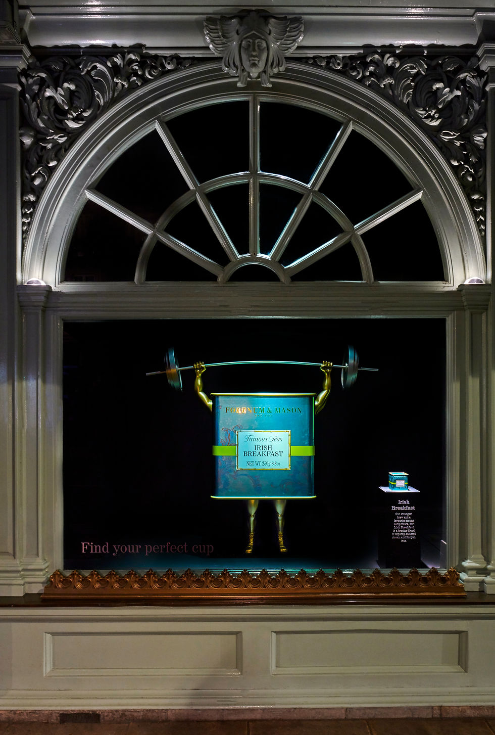 Fortnum and mason window display tea fruity tea display visual merchandising display design