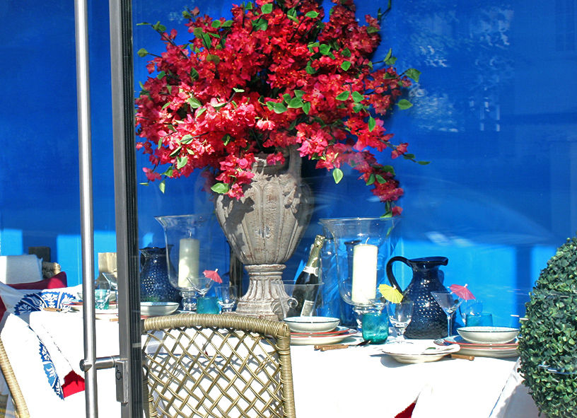 Oka window display beach window display oka Chelsea visual merchandising interior styling