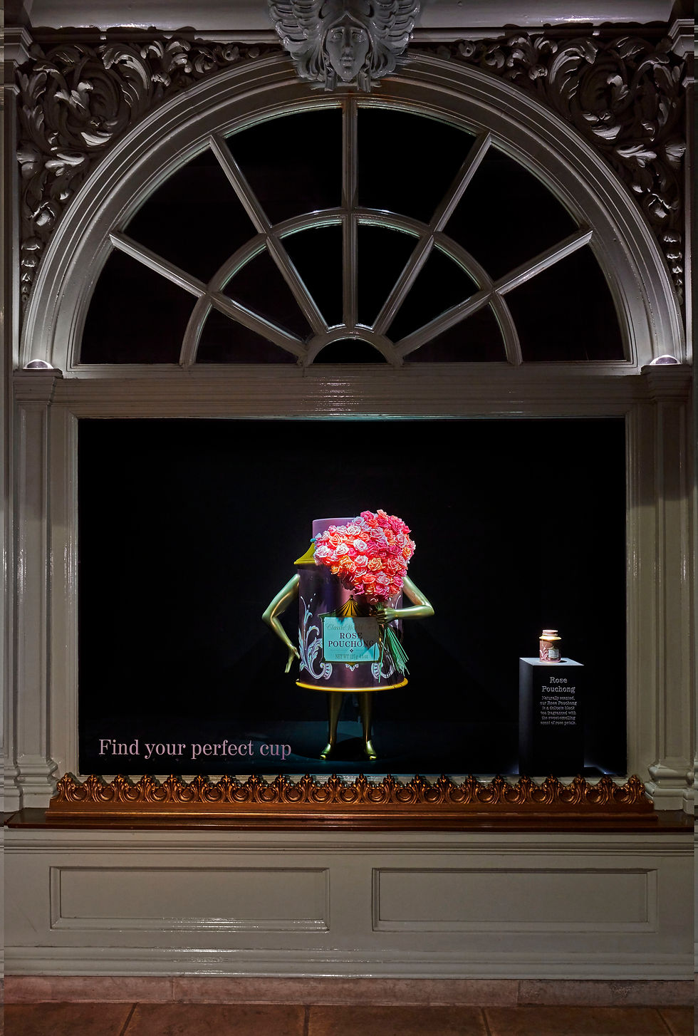 Fortnum and mason window display tea fruity tea display visual merchandising display design