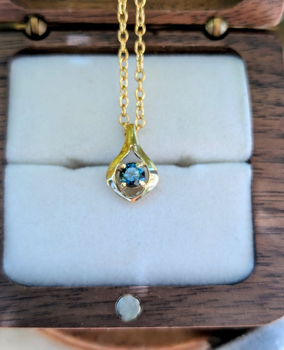 9ct Gold Blue 4mm Australian Sapphire Pendant