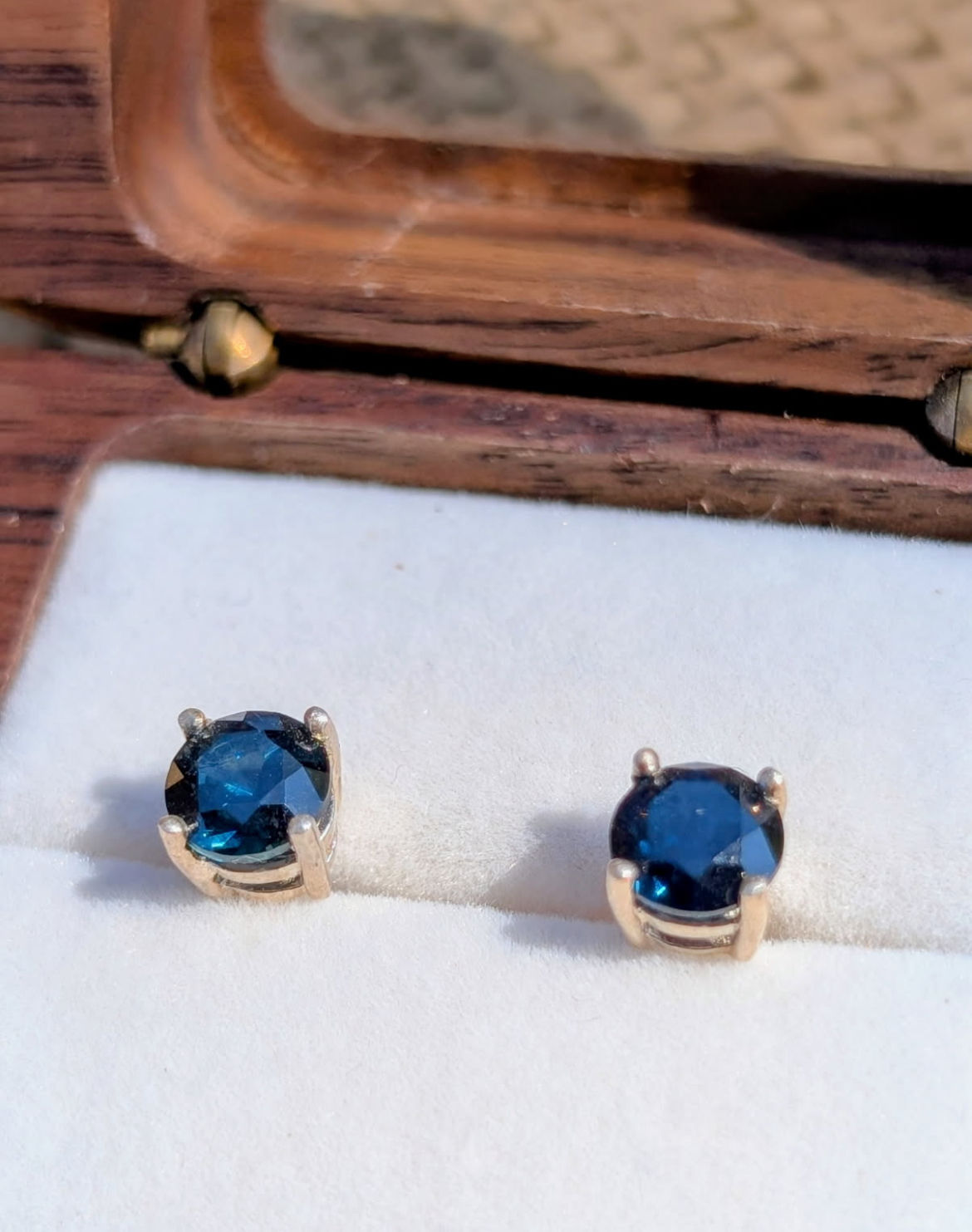 Sterling Silver 2.2ct Blue Green Parti Australian Sapphire Stud Earrings