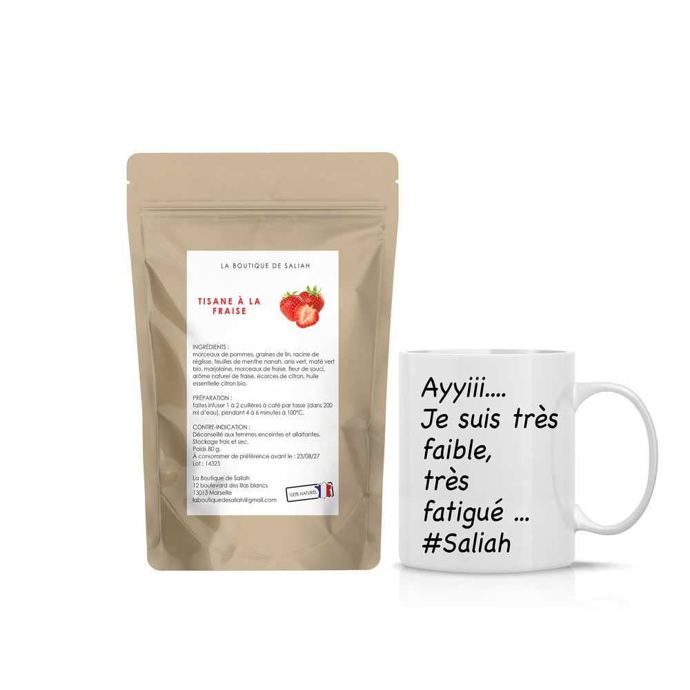 Tisane fraise avec son mug