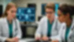 Medical students engaged in virtual simulation training