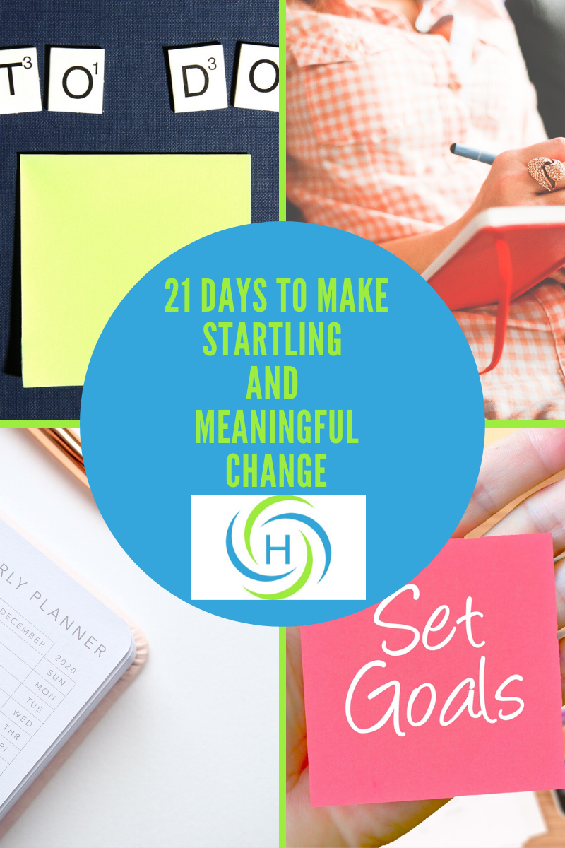 21 days to make meaningful change means creating goals and scheduling action items to achieve it