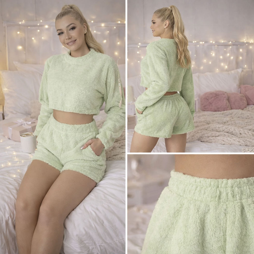Thumbnail: Fluffy Two-Piece Lounge Set - Warm & Cute Fit