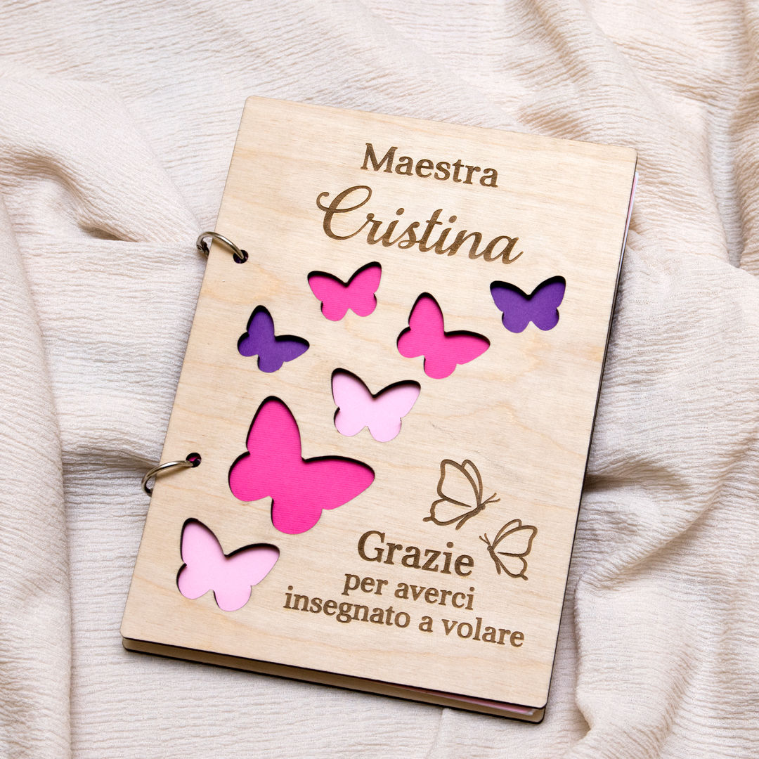Taccuino in legno personalizzato regalo maestre