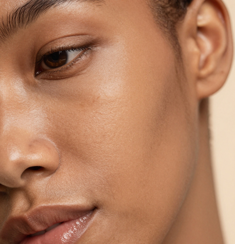 person's face showing uneven skin tone.