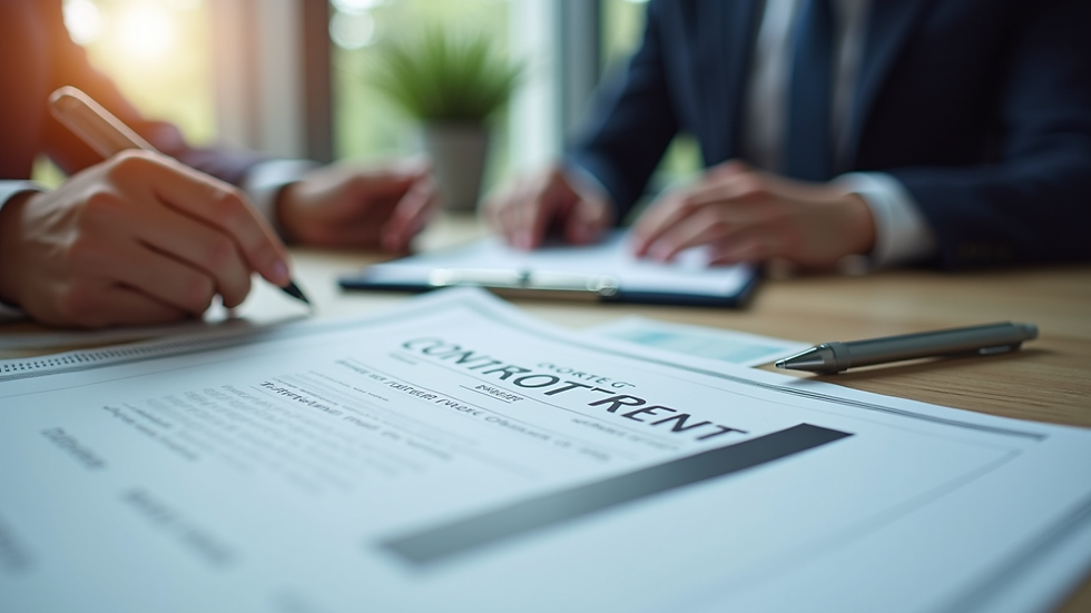 Close-up view of business meeting with government contract documents