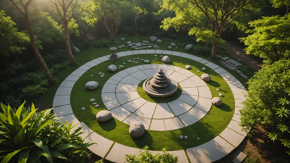 High angle view of a serene meditation space