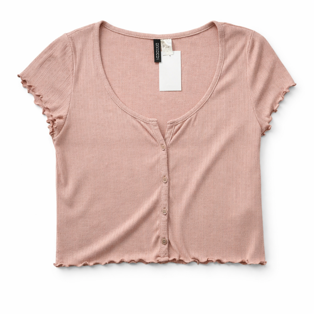 Croptop Canalé Rosa Palo H&M Talla M
