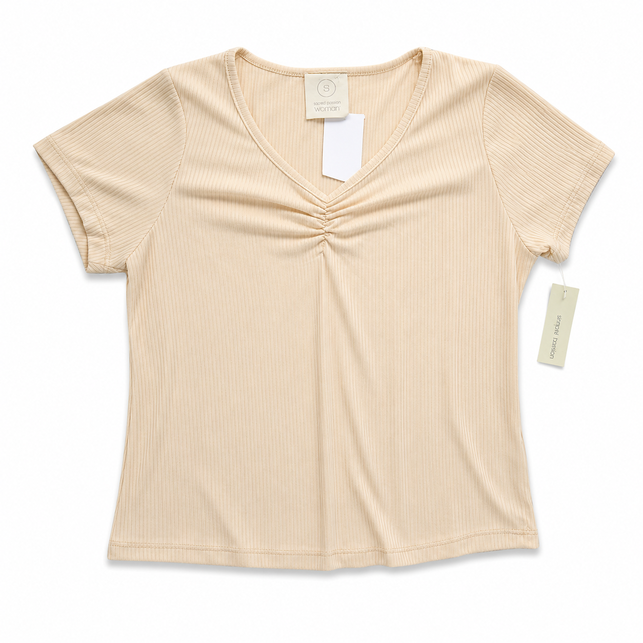 Blusa Crop Acanalada Nude Basic Talla G Simple Fashion