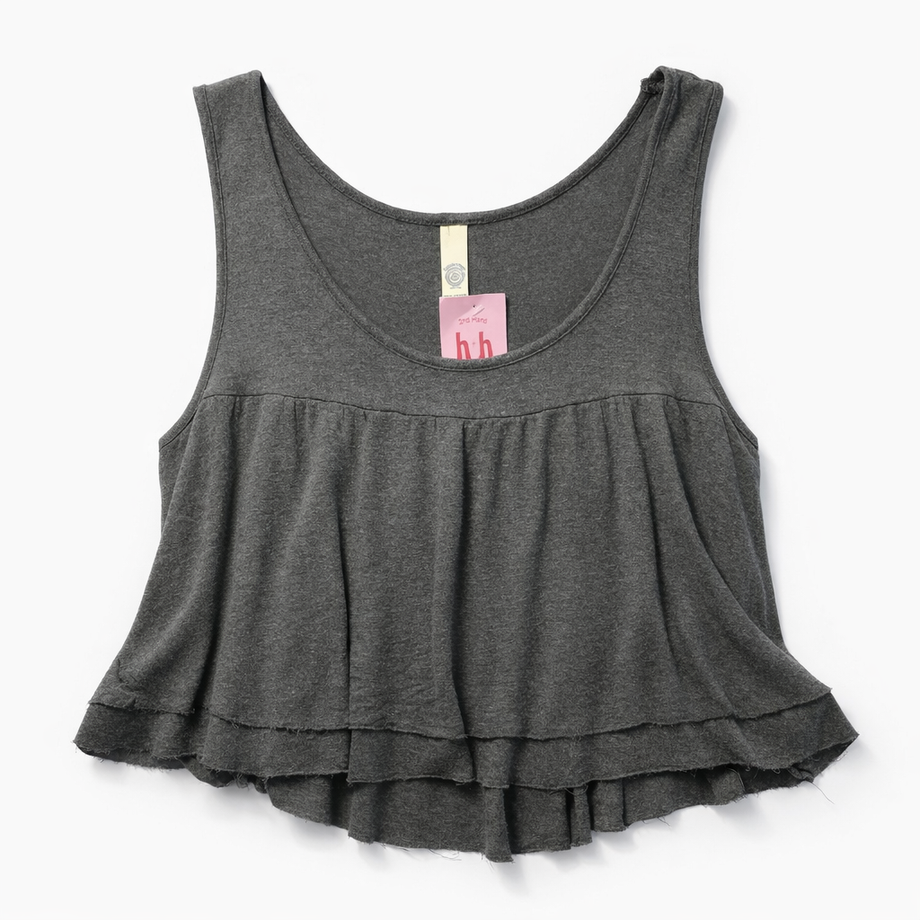 Crop Gris Con Olanes Talla S