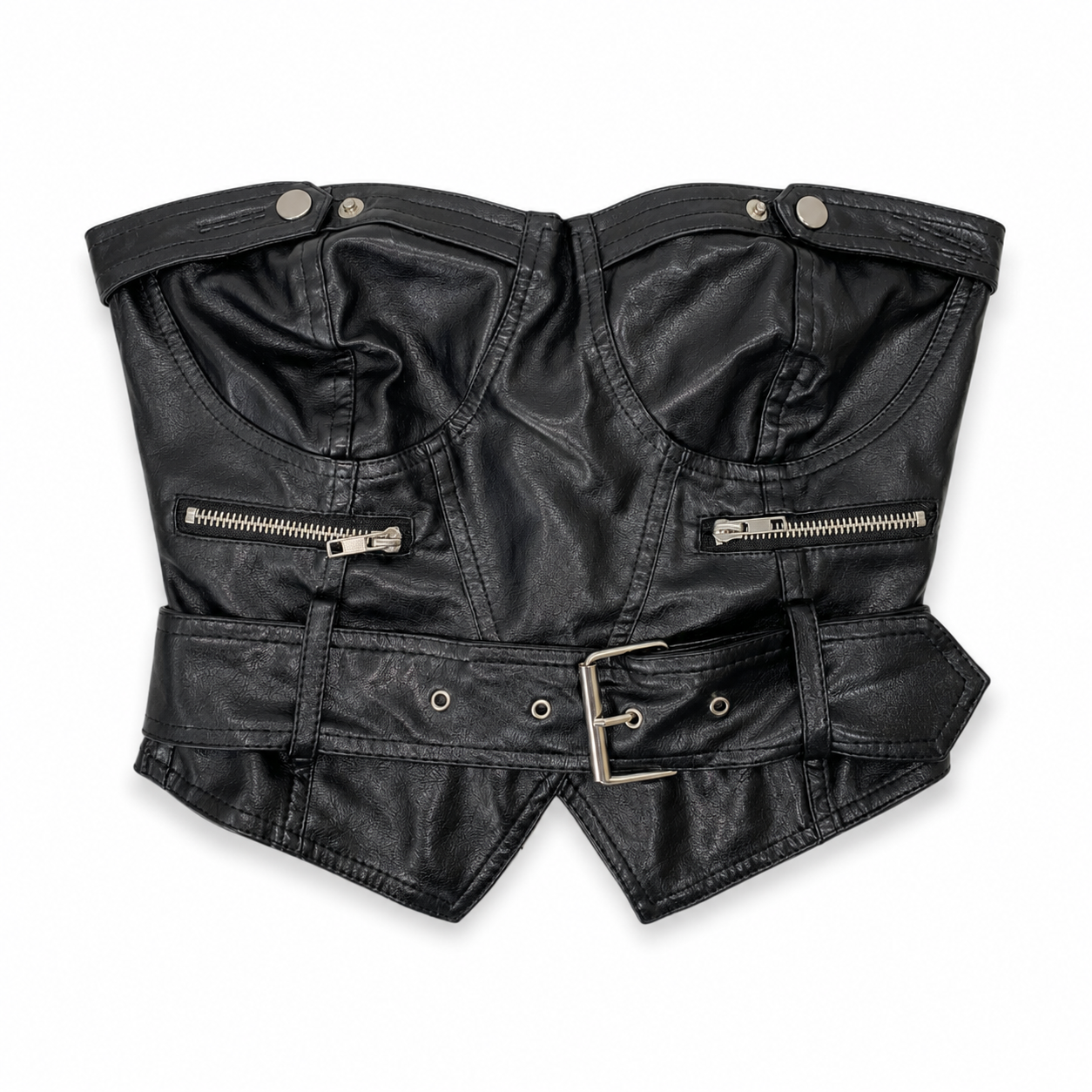 Corset Efecto Piel Negro Talla S Shein