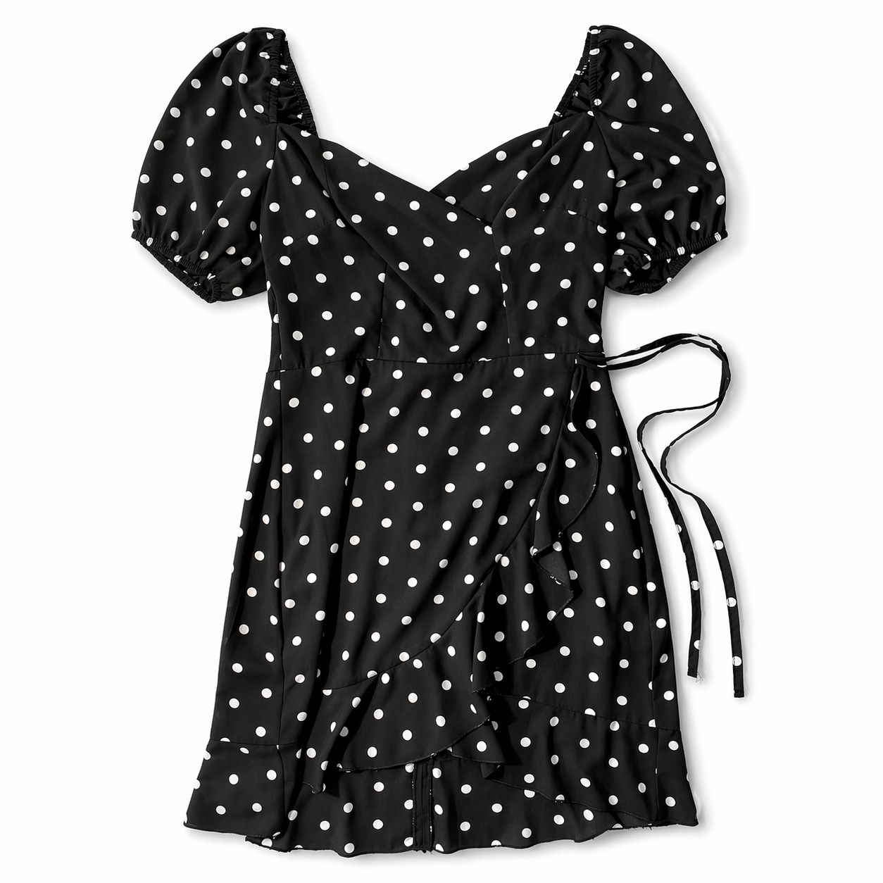 Vestido Corto Negro Polka Dots S Lineas