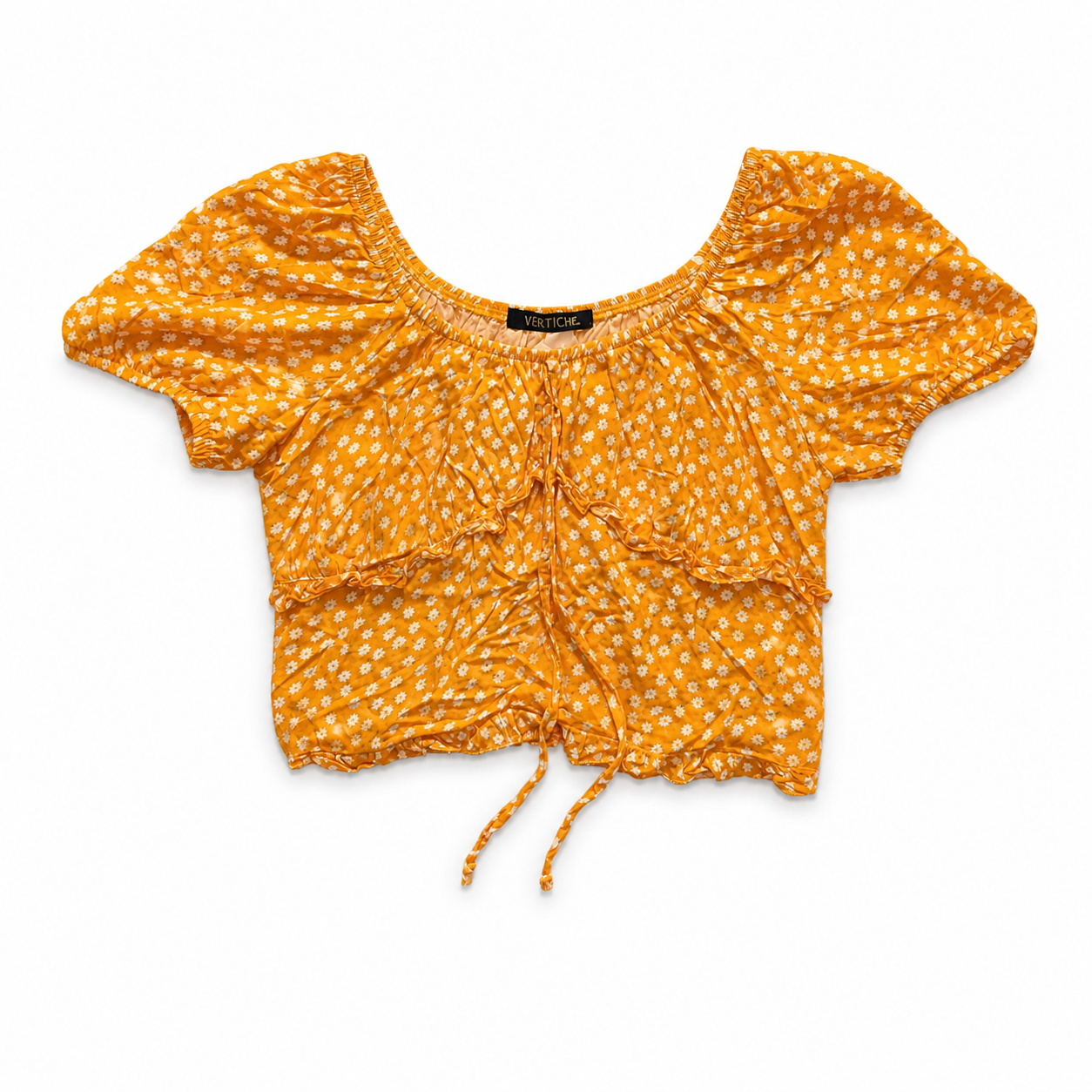 Crop Top Estilo Boho Flores Naranja S Vertiche