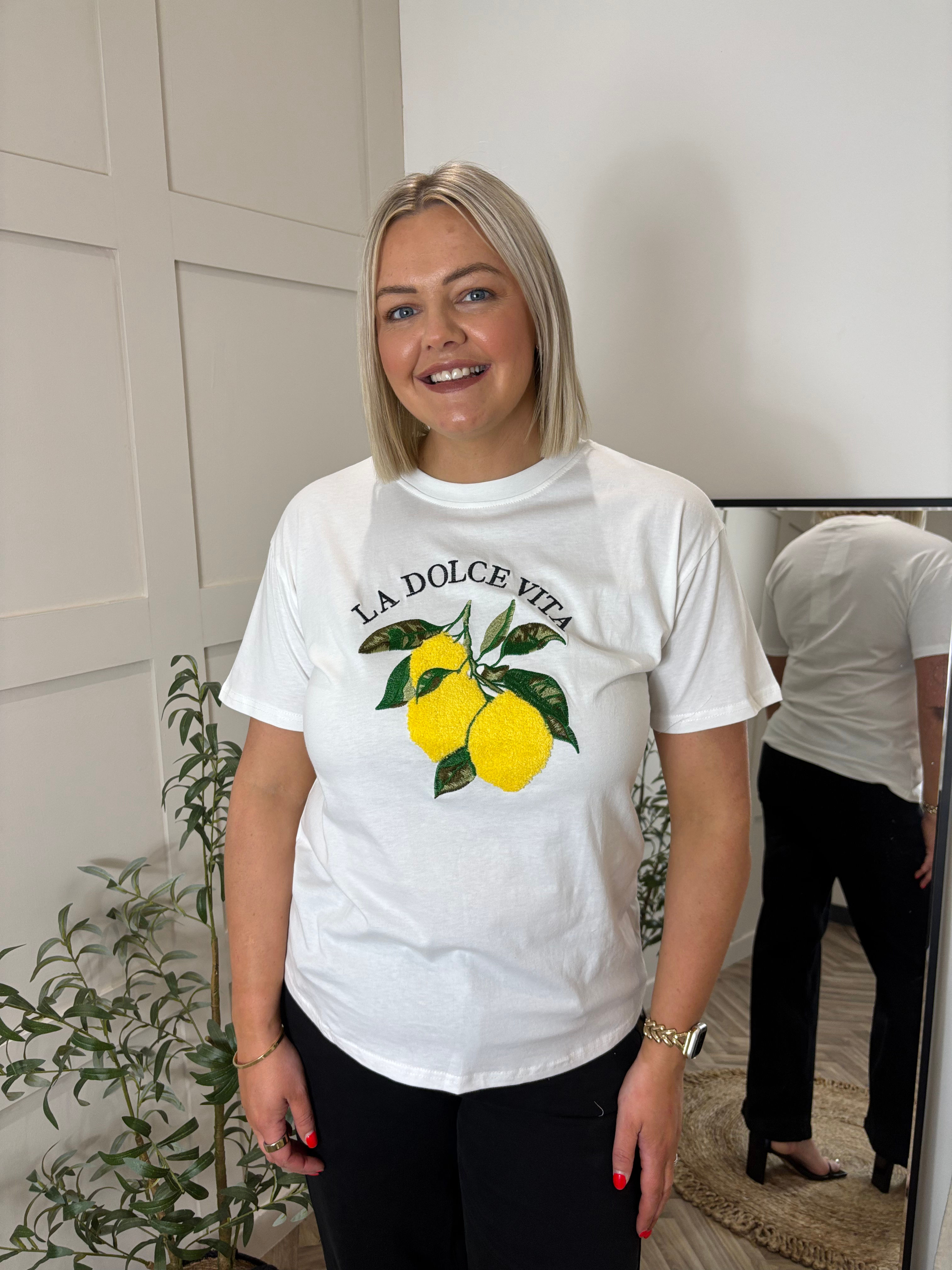 Lily lemon embroidered t shirt