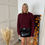 Thumbnail: Bianca mock neck knit - burgandy 