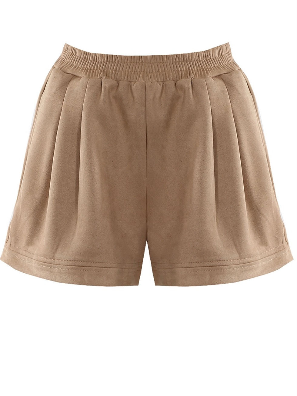 Sierra suede elasticated waist runner shorts - beige